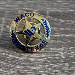 Vintage Gold Metal and Blue Waco Texas Pin